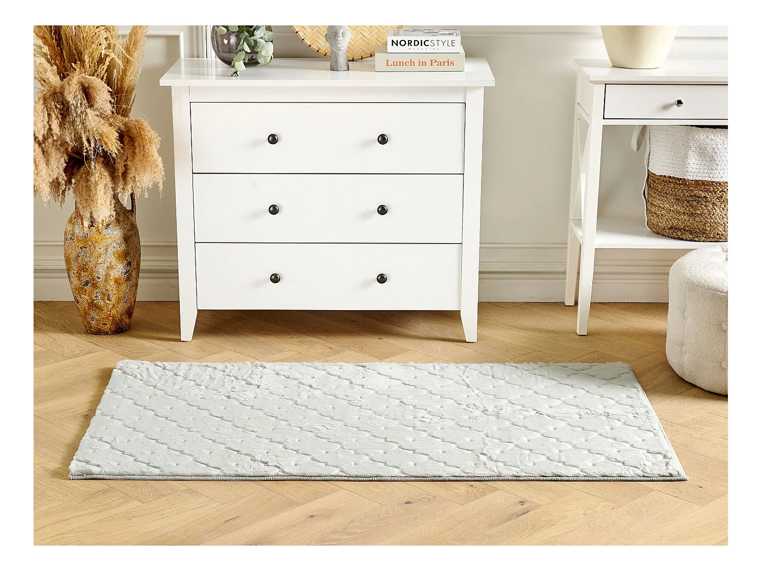 Tapis en fausse fourrure GHARO Gris clair 80 x 150 cm