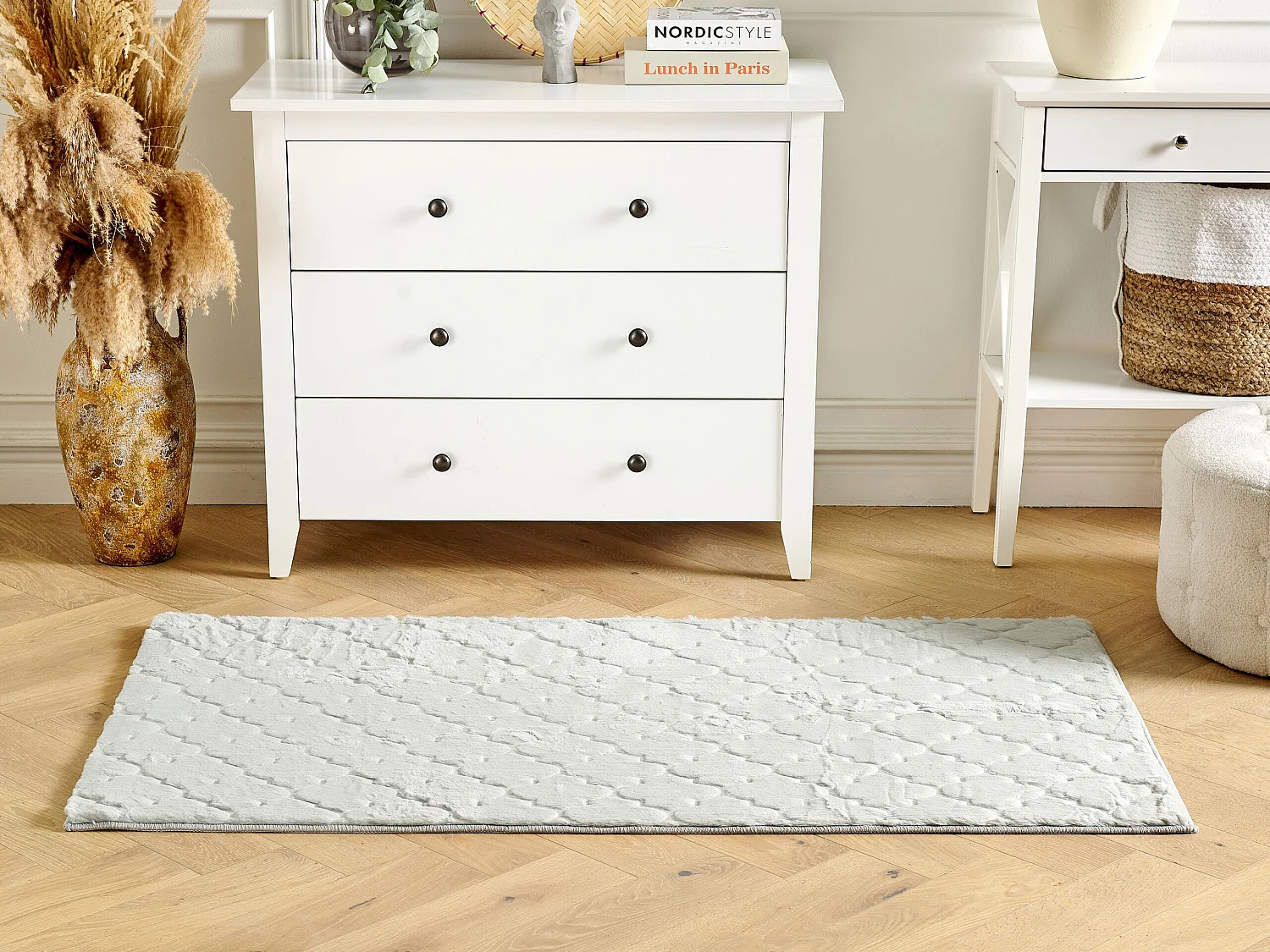 Tapis en fausse fourrure GHARO Gris clair 80 x 150 cm