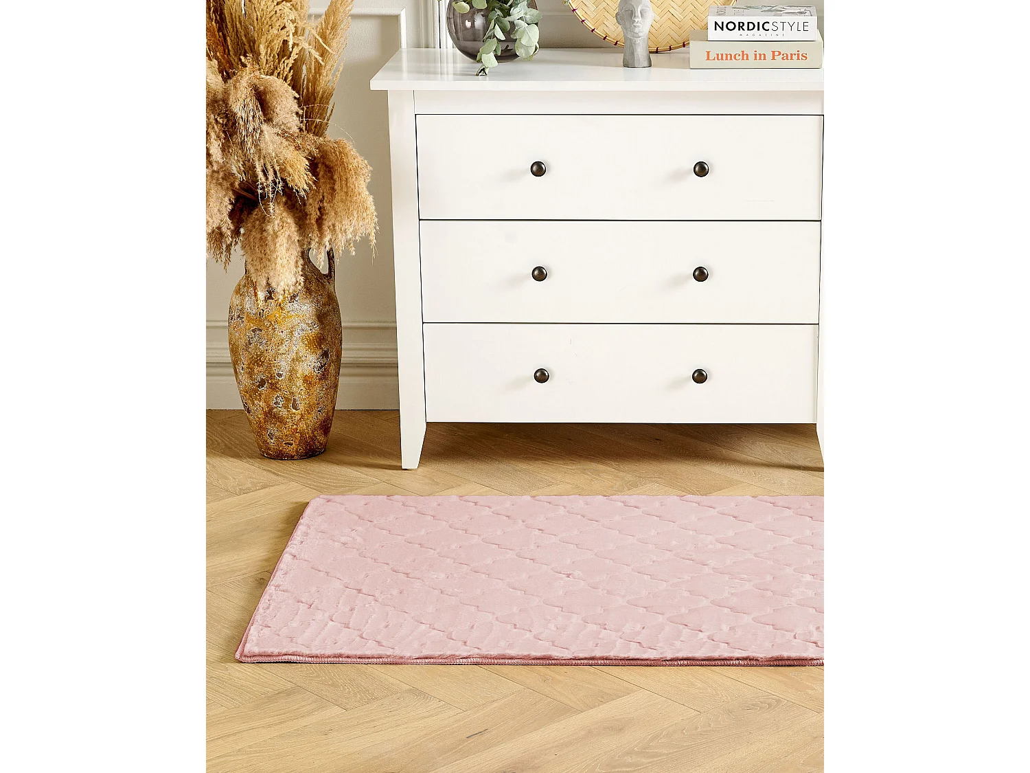 Tapis en fausse fourrure GHARO Rose 80 x 150 cm