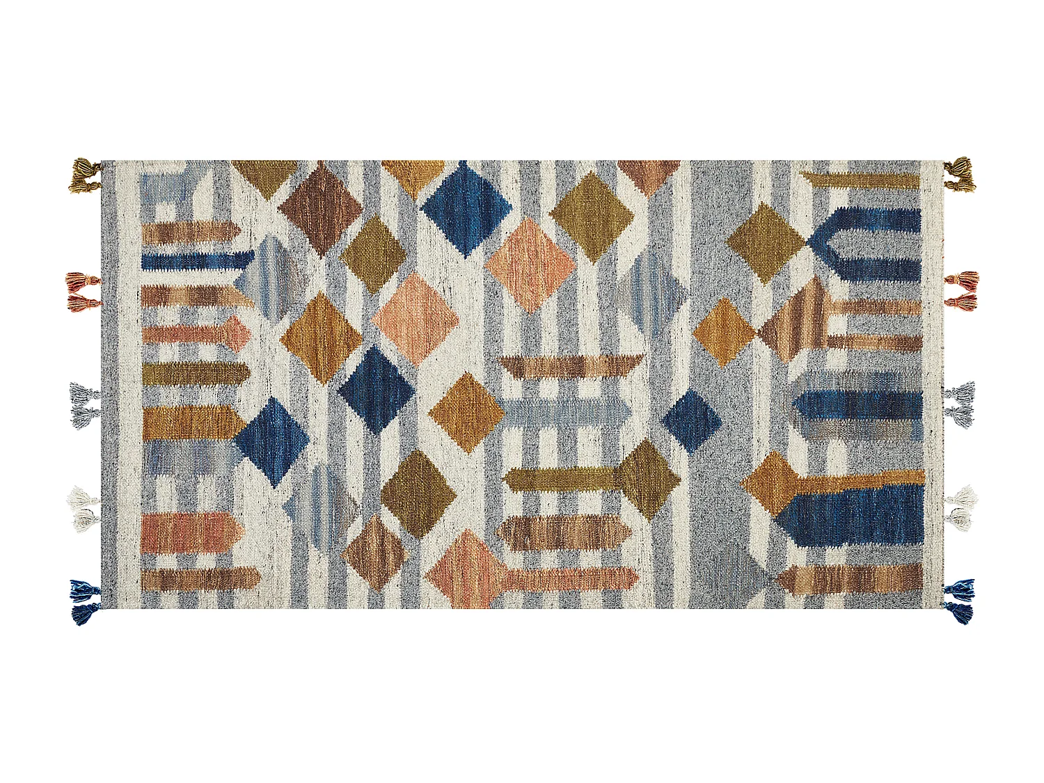 Alfombra kilim de lana azul/verde/naranja 80 x 150 cm KASAKH