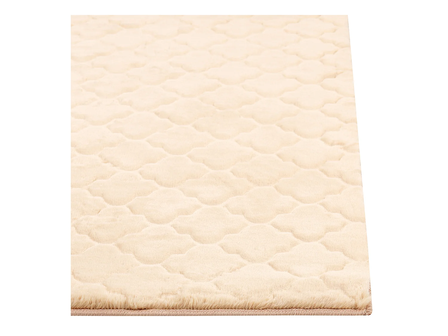 Kunstfellteppich Kaninchen beige 160x230 cm einfarbig handgefertigt Shaggy Gharo