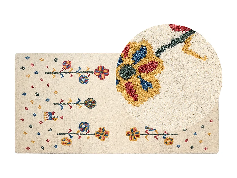 Tappeto Gabbeh lana beige 80 x 150 cm HUSUNLU