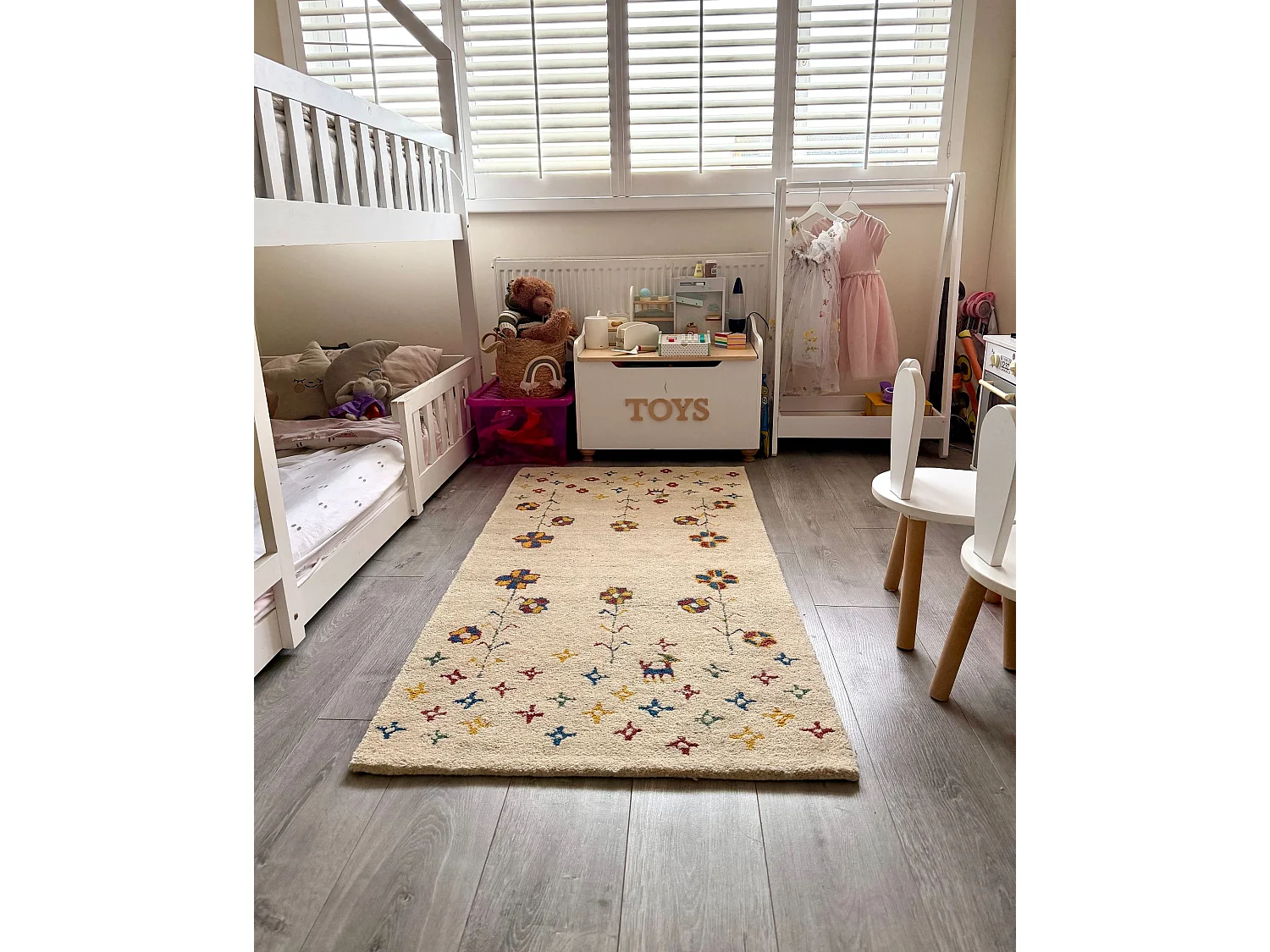 Tapis gabbeh en laine avec motif floral 80 x 150 cm beige HUSUNLU