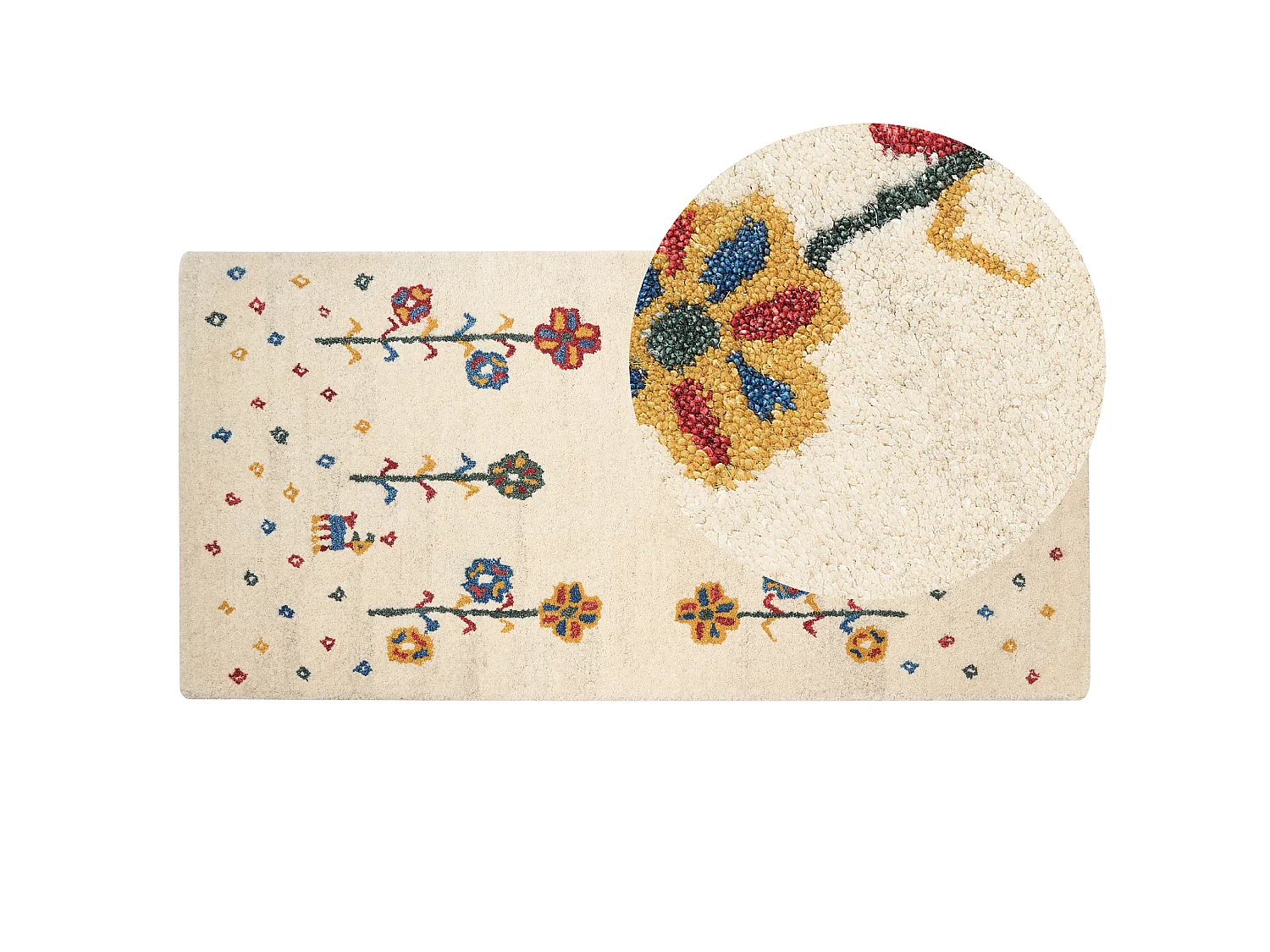 Rug HUSUNLU Beige 80 x 150 cm Wool Gabbeh
