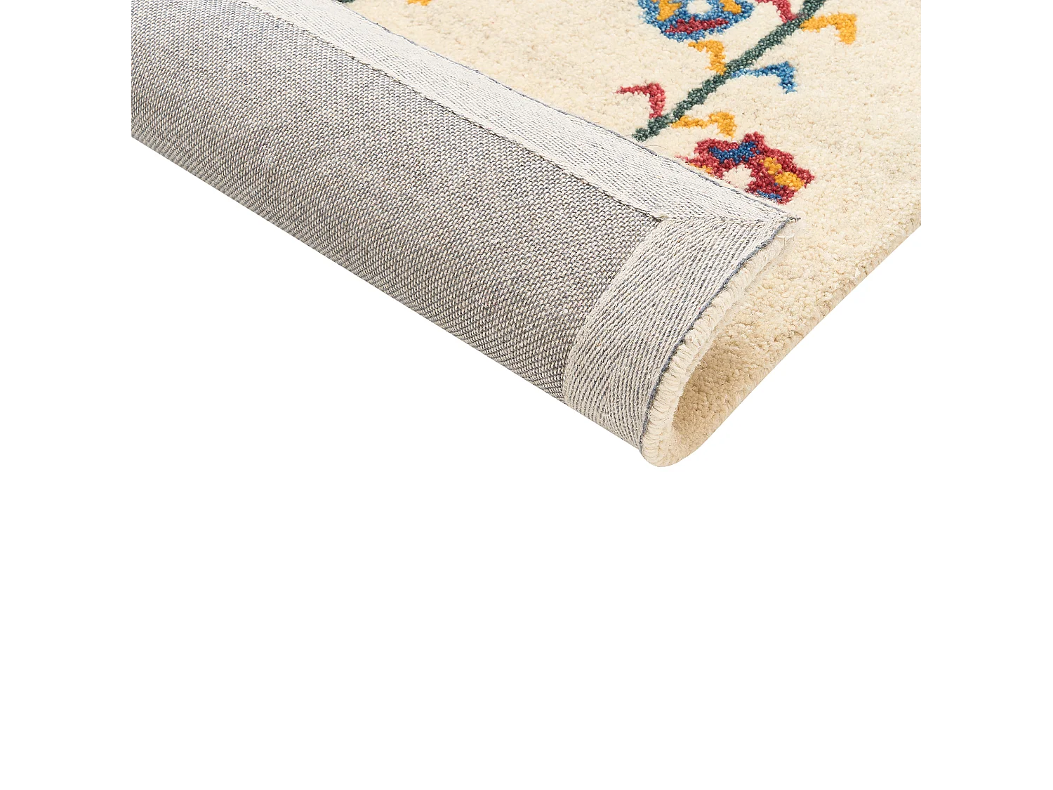 Tapis gabbeh en laine avec motif floral 160 x 230 cm beige HUSUNLU