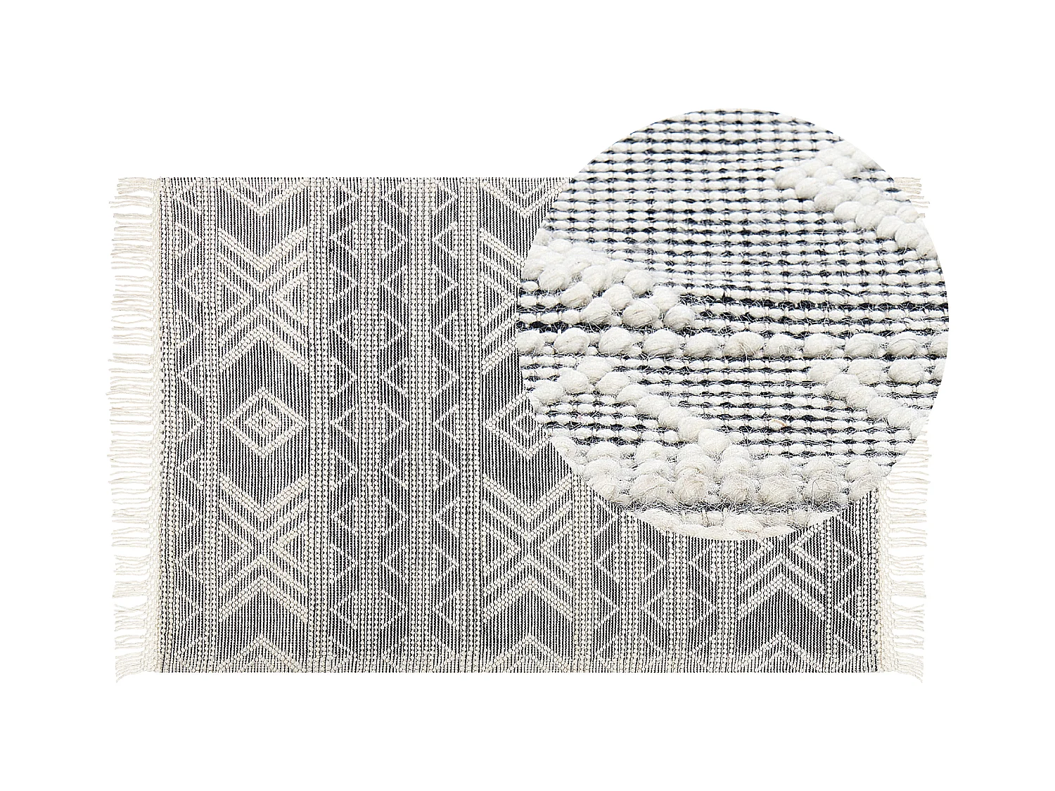 Tapis PAZAR Noir/blanc 160 x 230 cm Laine
