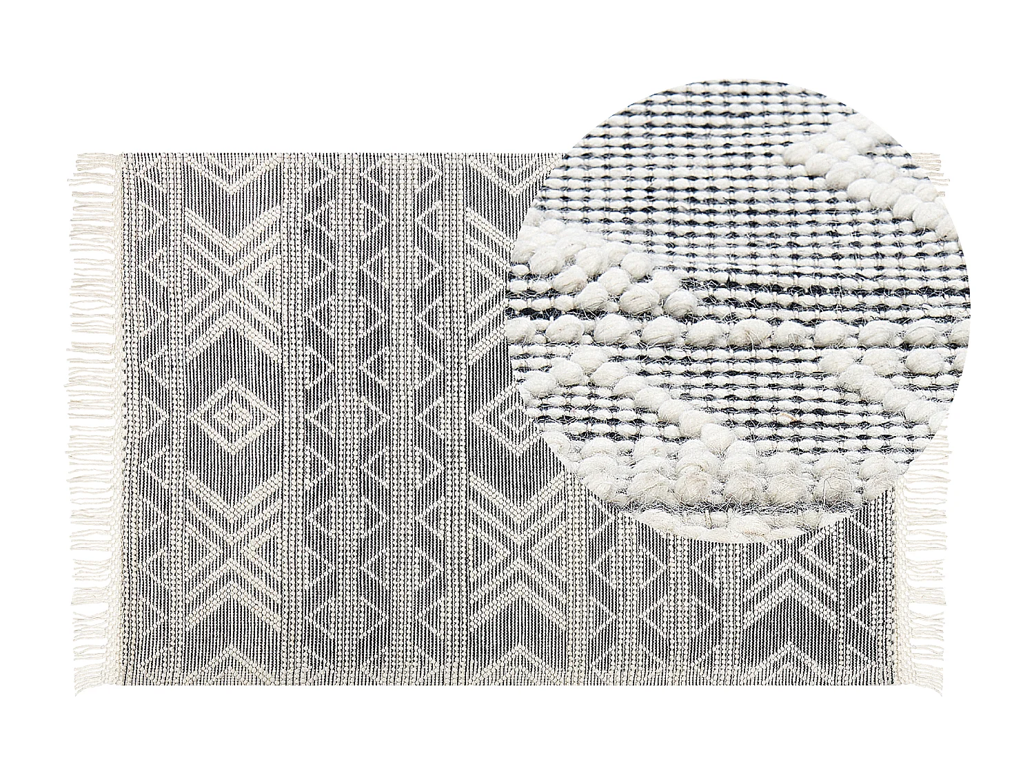 Vloerkleed wol wit/zwart 160 x 230 cm PAZAR