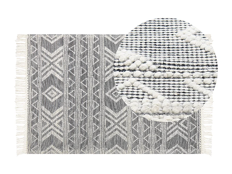 Tapis PAZAR Noir/blanc 160 x 230 cm Laine