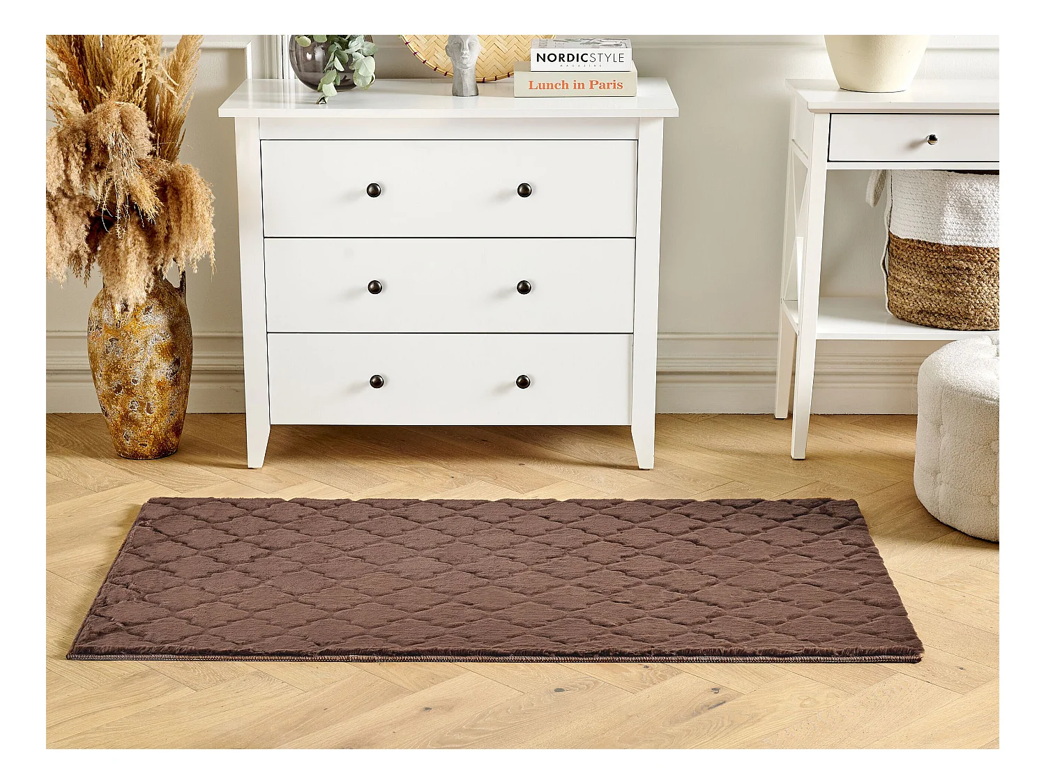 Vloerkleed kunstbont bruin 80 x 150 cm GHARO