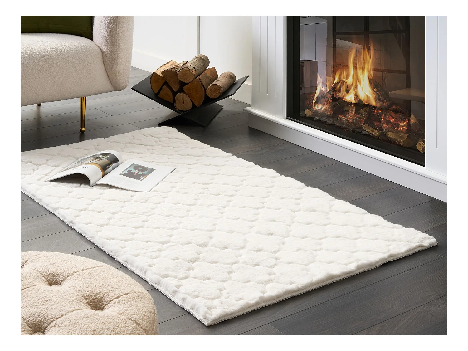 Vloerkleed kunstbont wit 80 x 150 cm GHARO