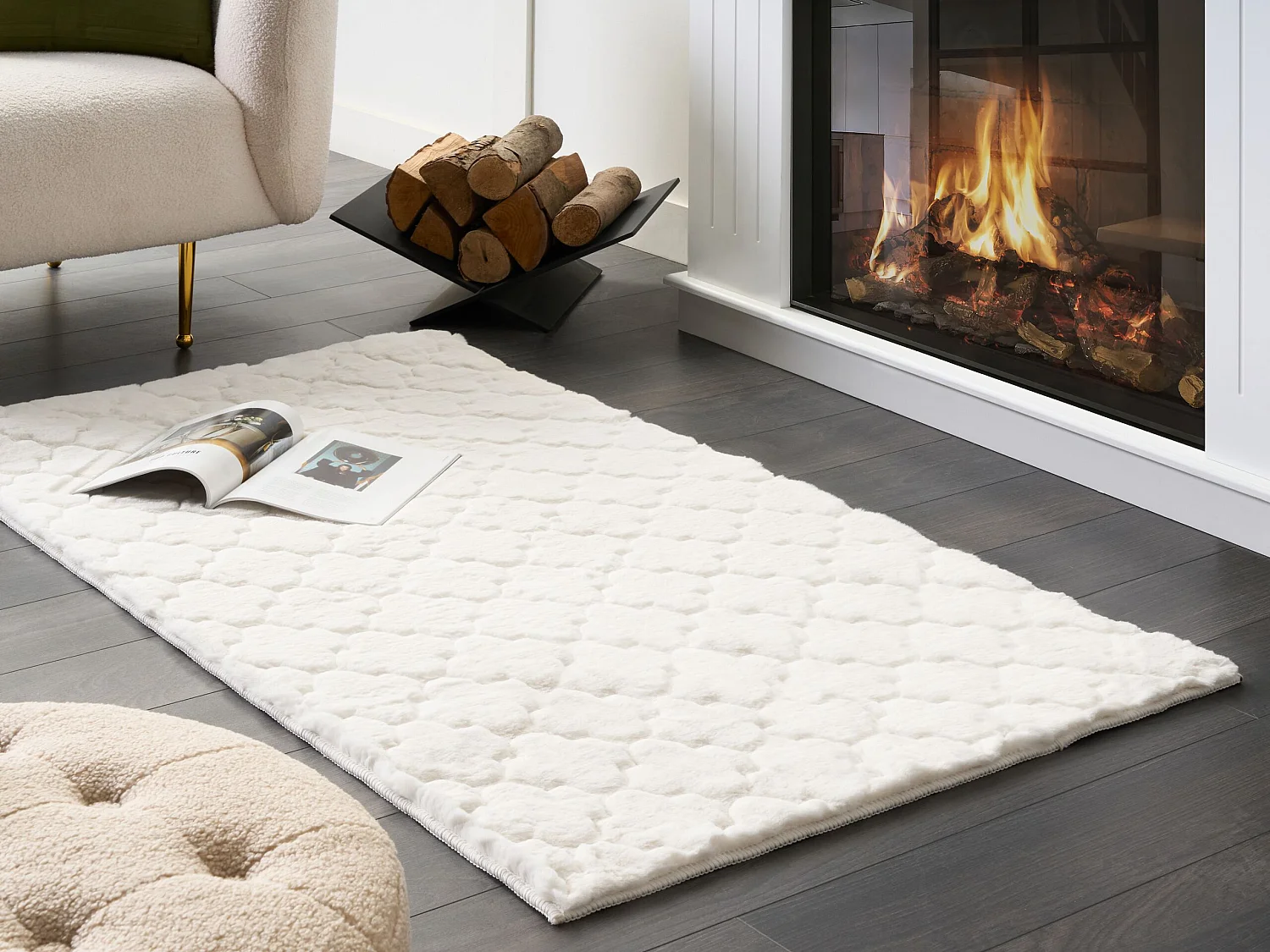 Tapis en fausse fourrure GHARO Blanc 80 x 150 cm