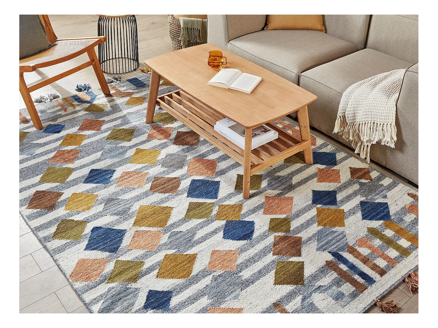Tapis KASAKH Multicolore 160 x 230 cm Laine Kilim