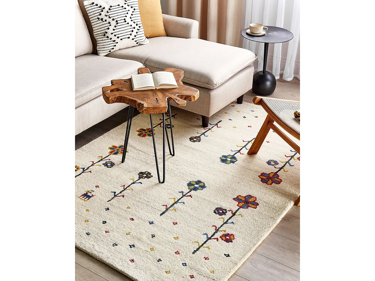 Vloerkleed gabbeh beige 140 x 200 cm HUSUNLU