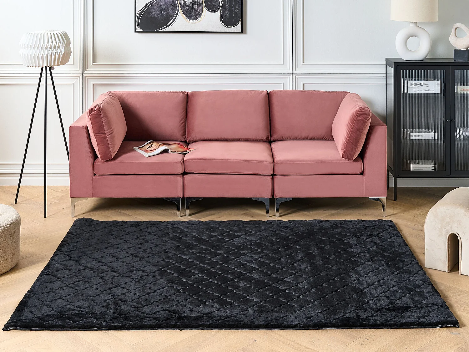 Tapis en fausse fourrure GHARO Noir 160 x 230 cm