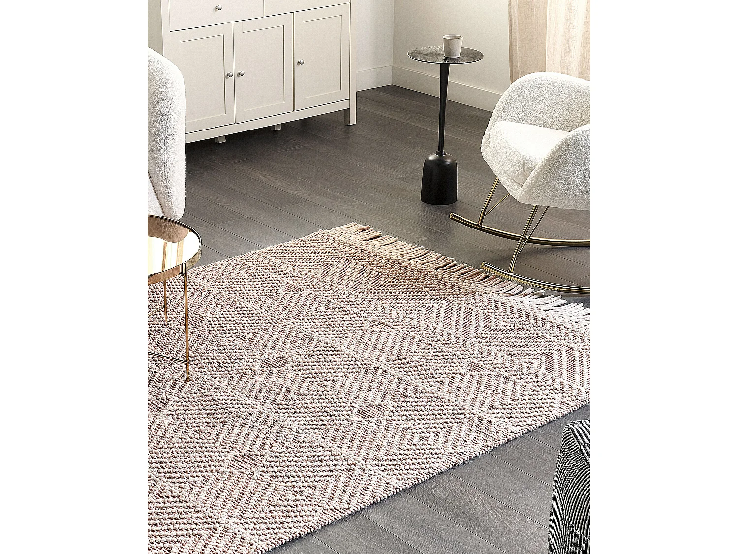 Alfombra de lana beige/marrón 160 x 230 cm KESTEL