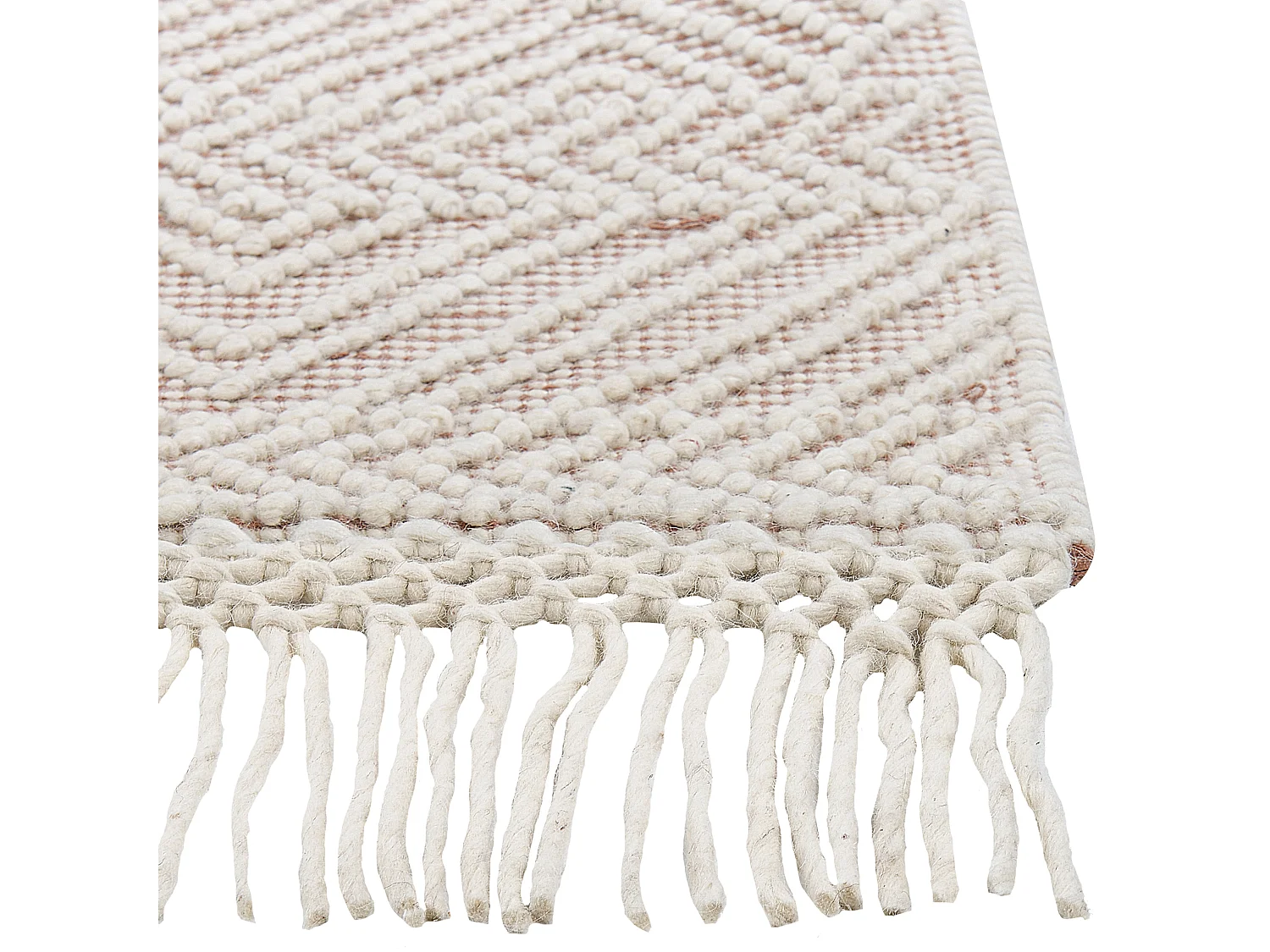 Tapete em lã creme e castanho 160 x 230 cm KESTEL