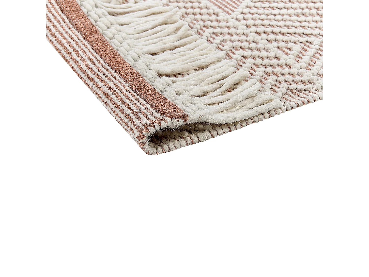 Tapete em lã creme e castanho 160 x 230 cm KESTEL