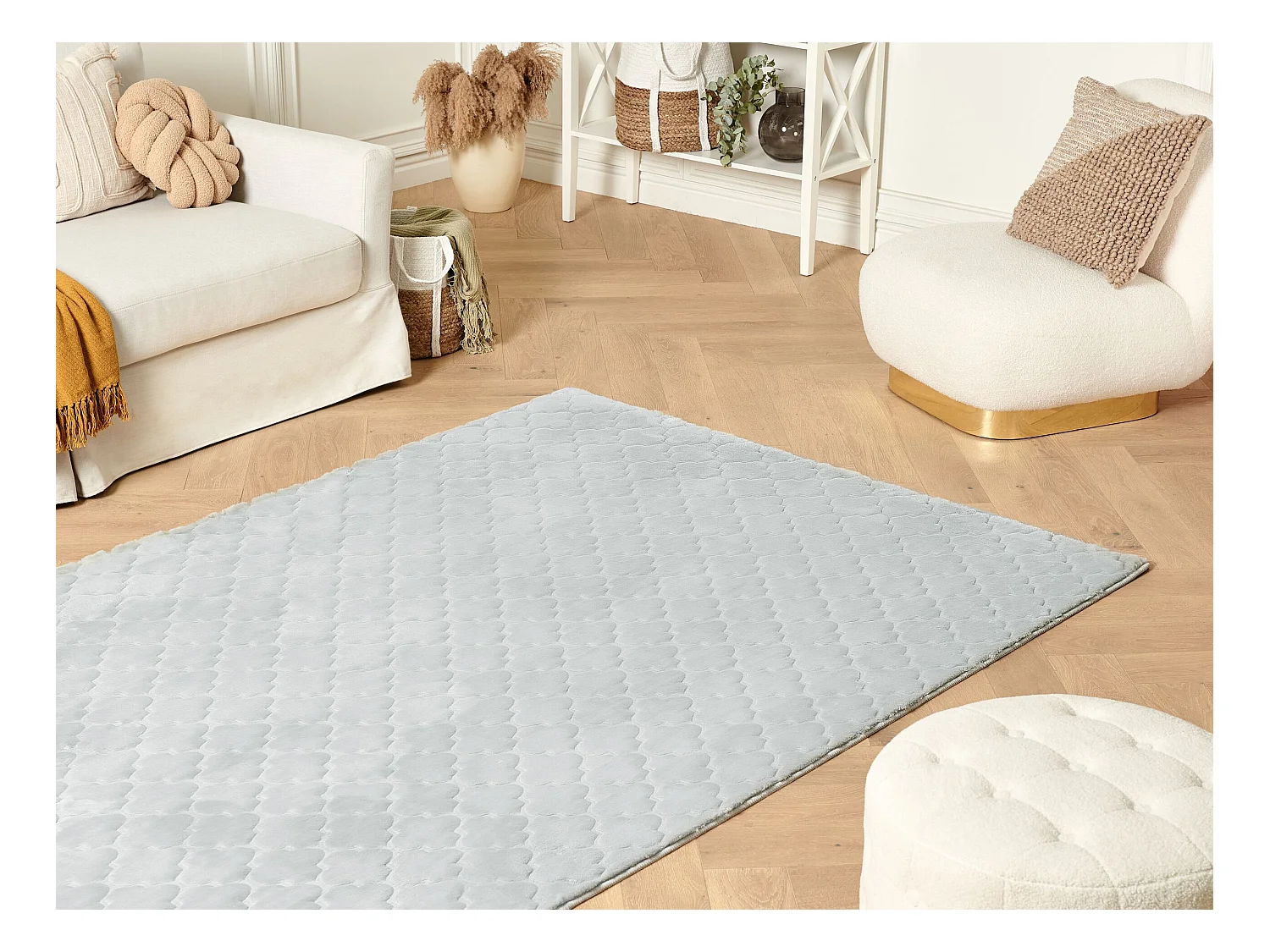 Vloerkleed kunstbont lichtgrijs 160 x 230 cm GHARO