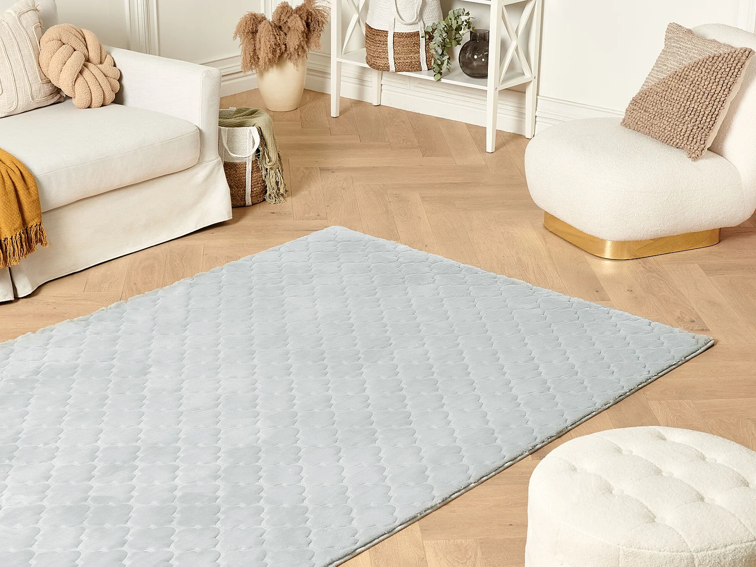 Tapis en fausse fourrure GHARO Gris clair 160 x 230 cm