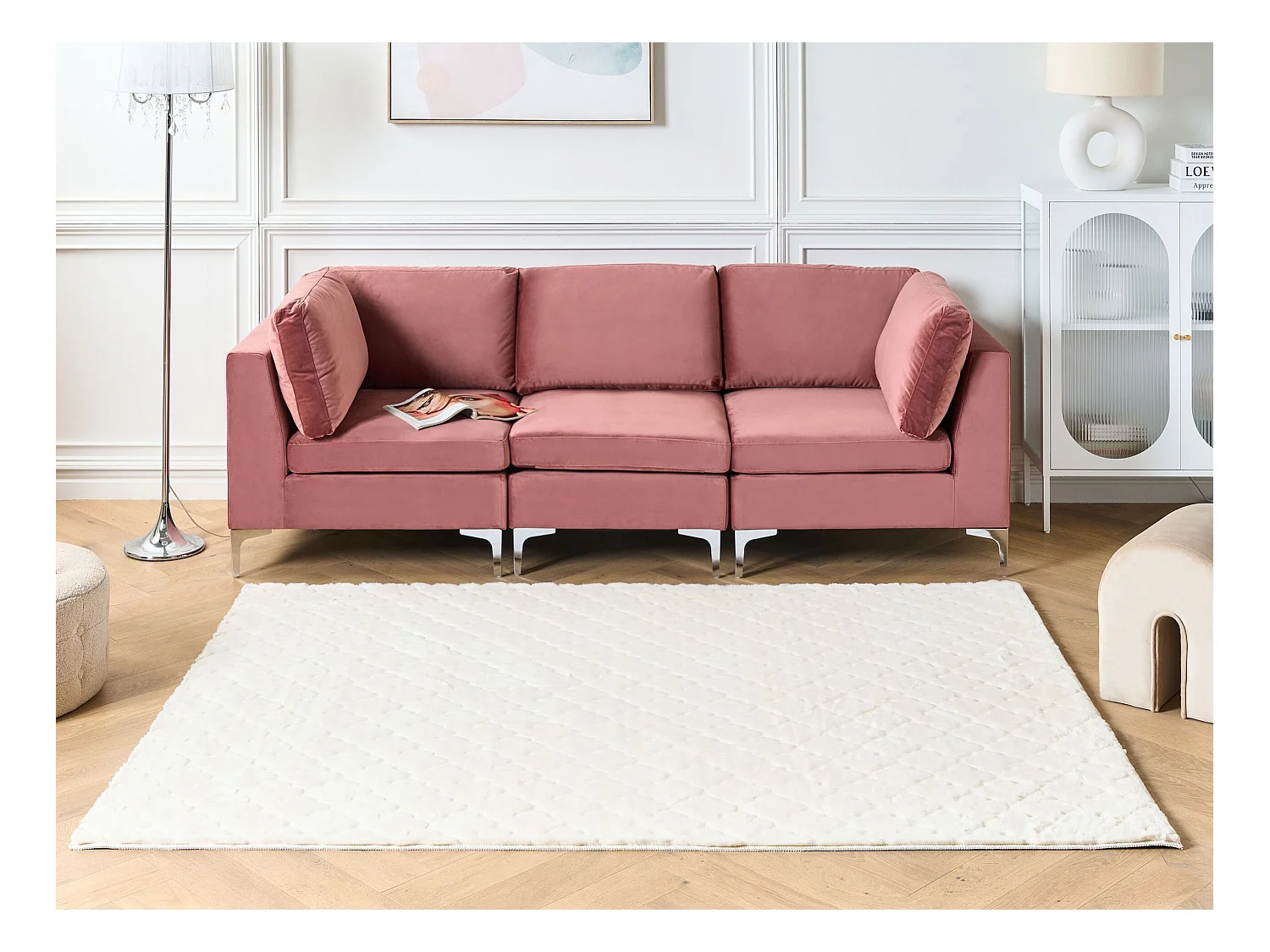 Kunstfellteppich Kaninchen weiss 160 x 230 cm Shaggy GHARO