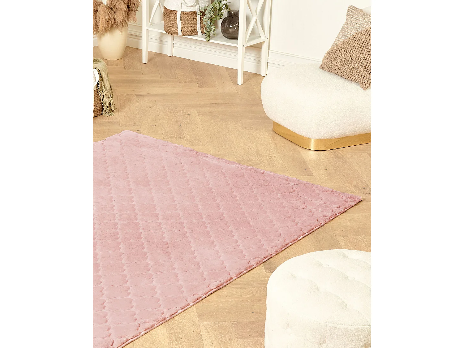 Tapis en fausse fourrure GHARO Rose 160 x 230 cm