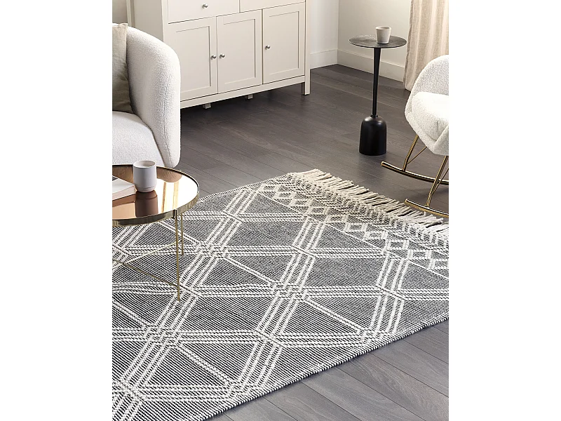 Alfombra de lana gris/blanco crema 160 x 230 cm TOPRAKKALE