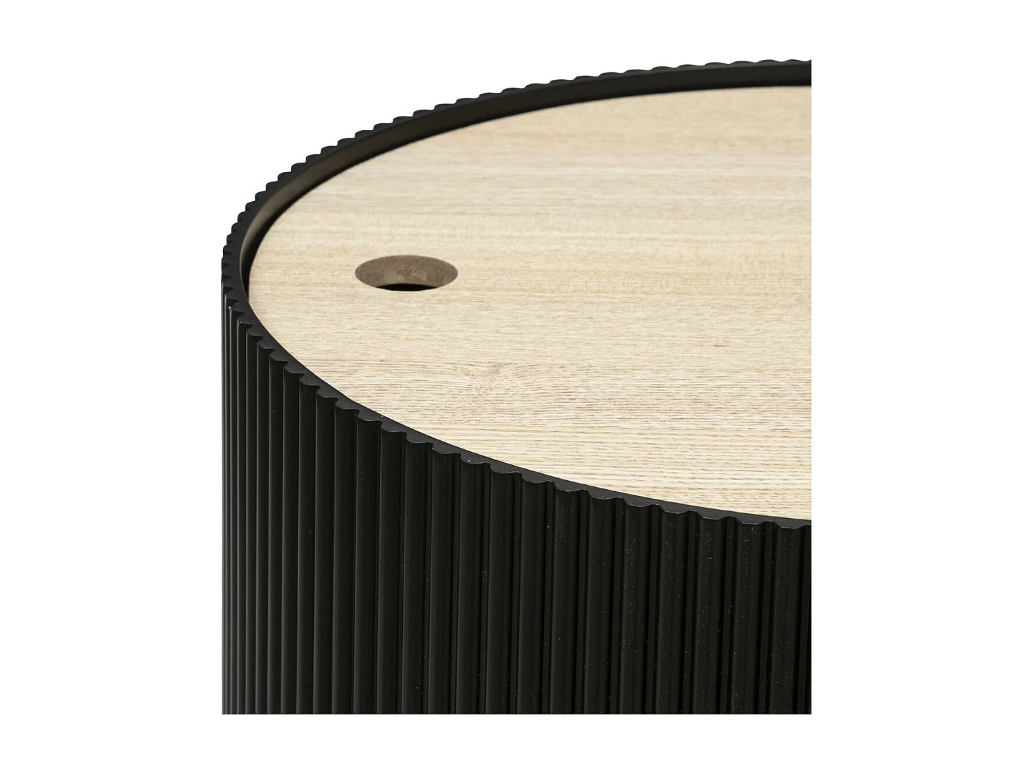 Table à Café avec Coffre de rangement en bois peint Noir D 38,5 cm