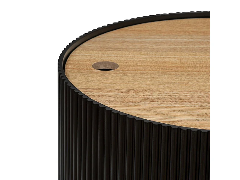 Table à Café avec Coffre de rangement en bois peint Noir D 38,5 cm