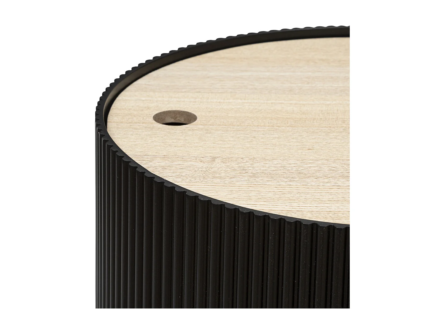 Table à Café avec Coffre de rangement en bois peint Noir D 38,5 cm