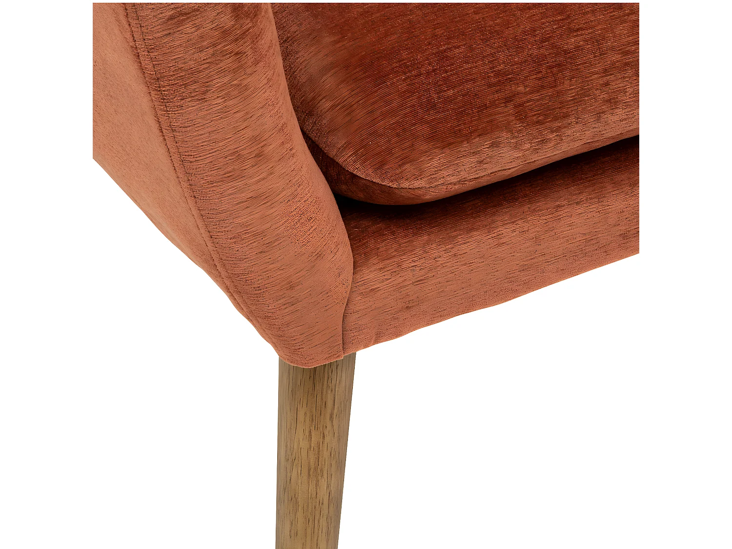 Fauteuil en Tissu Chenille Ambre et pieds en Bois