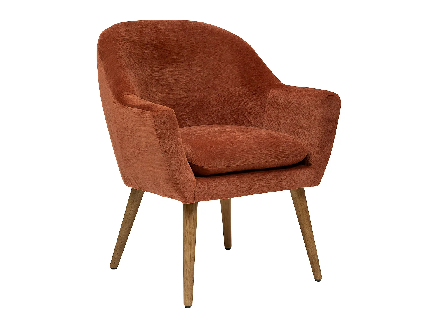 Fauteuil en Tissu Chenille Ambre et pieds en Bois