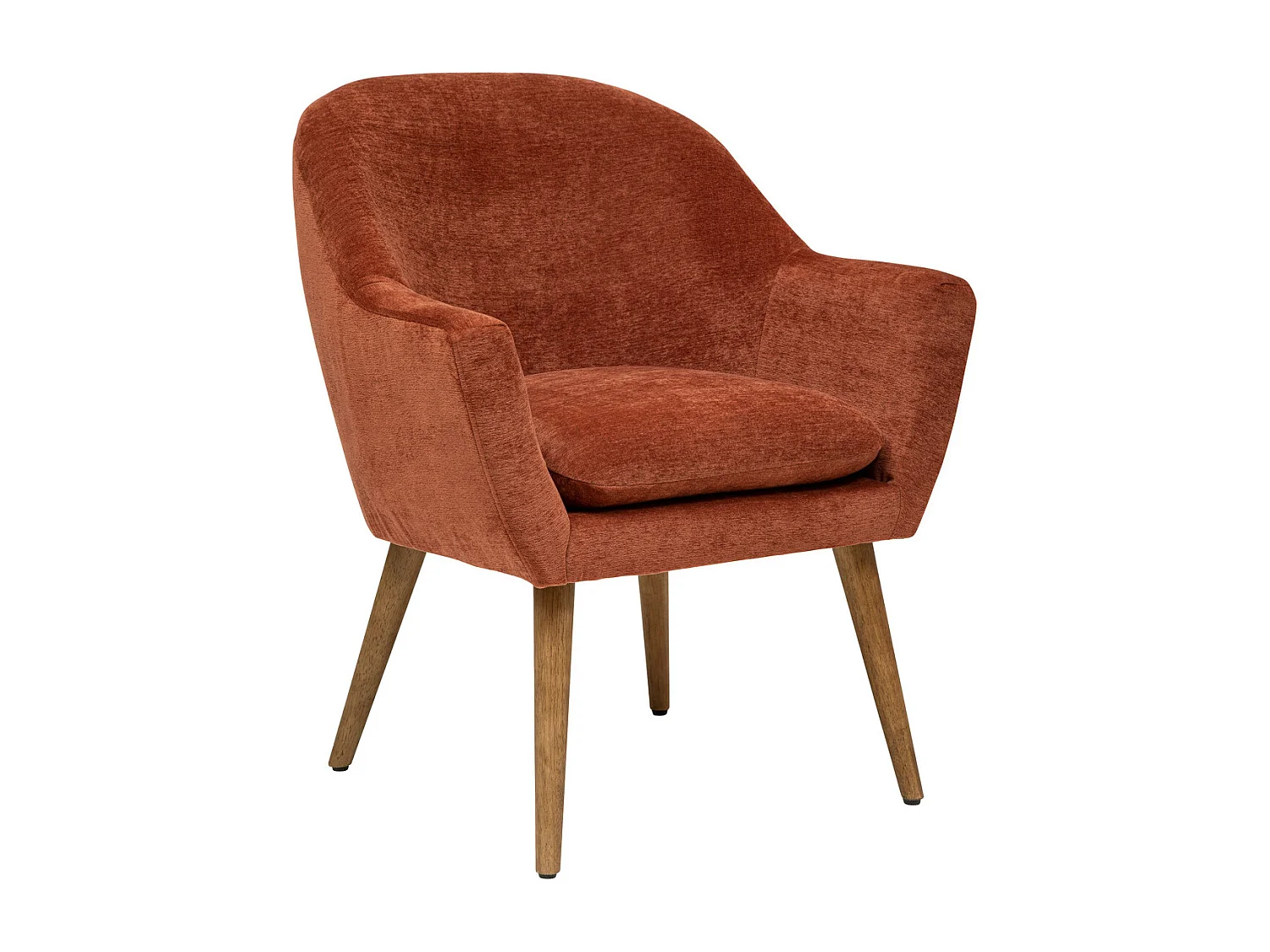 Fauteuil en Tissu Chenille Ambre et pieds en Bois