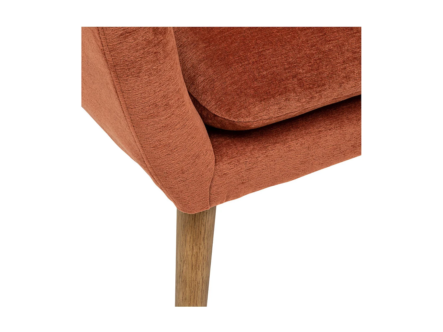 Fauteuil en Tissu Chenille Ambre et pieds en Bois