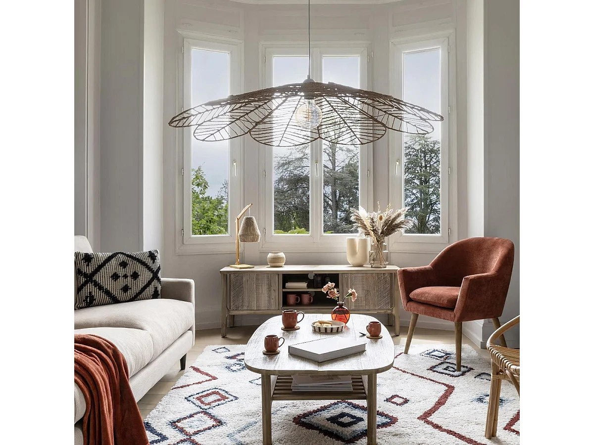 Fauteuil en Tissu Chenille Ambre et pieds en Bois