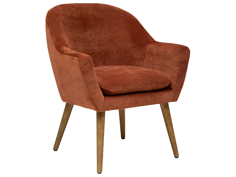 Fauteuil en Tissu Chenille Ambre et pieds en Bois