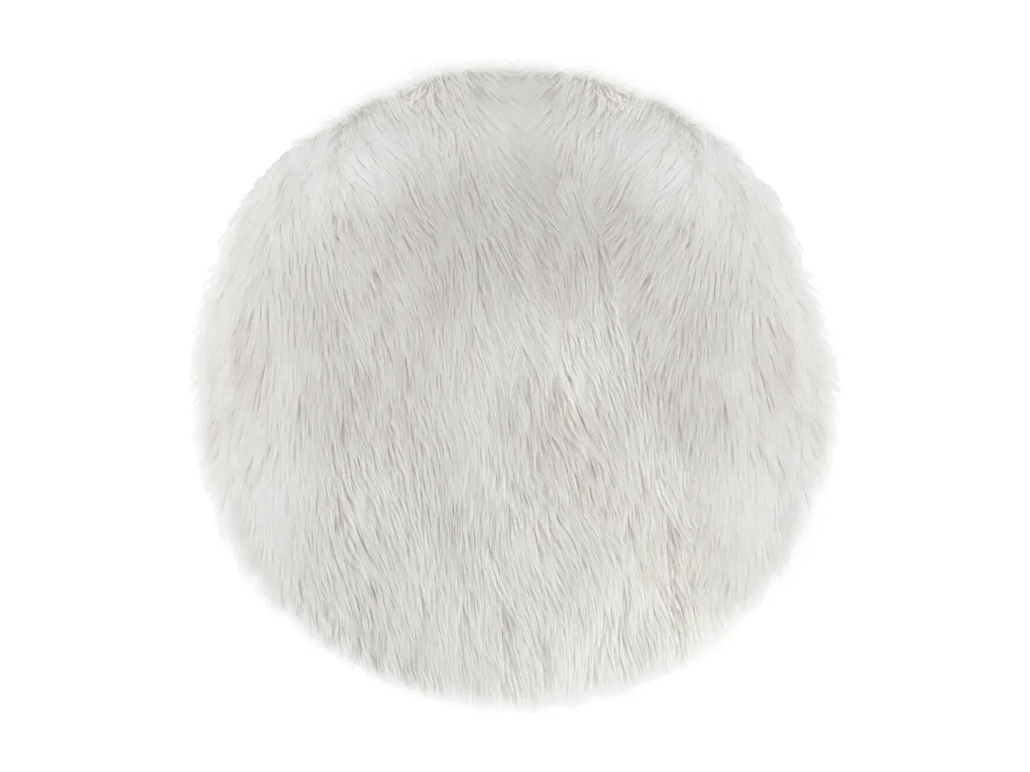 Tapis de Salon Fourrure "Cercle" 90cm Blanc