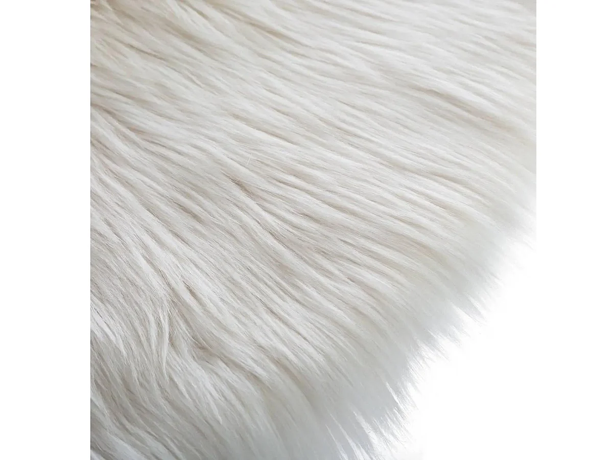 Tapis de Salon Fourrure "Cercle" 90cm Blanc