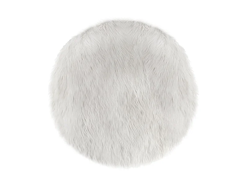 Tapis de Salon Fourrure "Cercle" 90cm Blanc