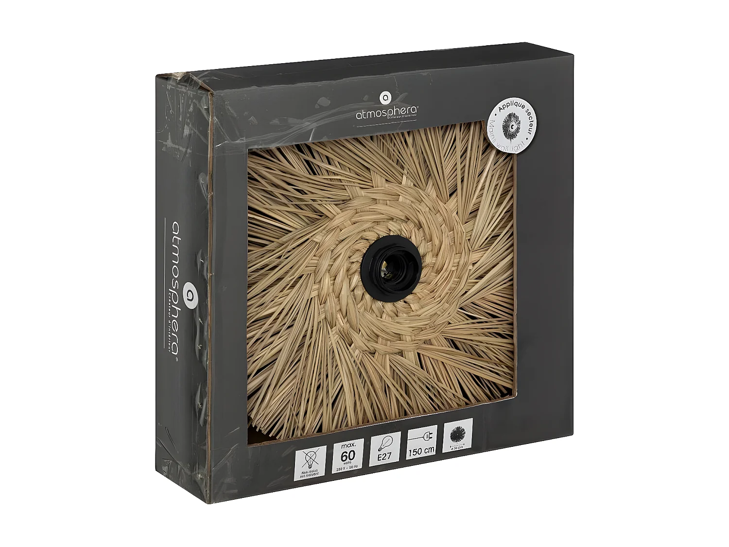 Applique murale en Métal et Roseau D 34 cm