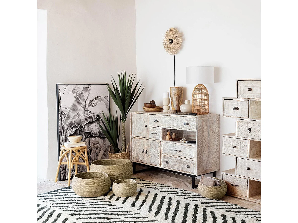 Applique murale en Métal et Roseau D 34 cm