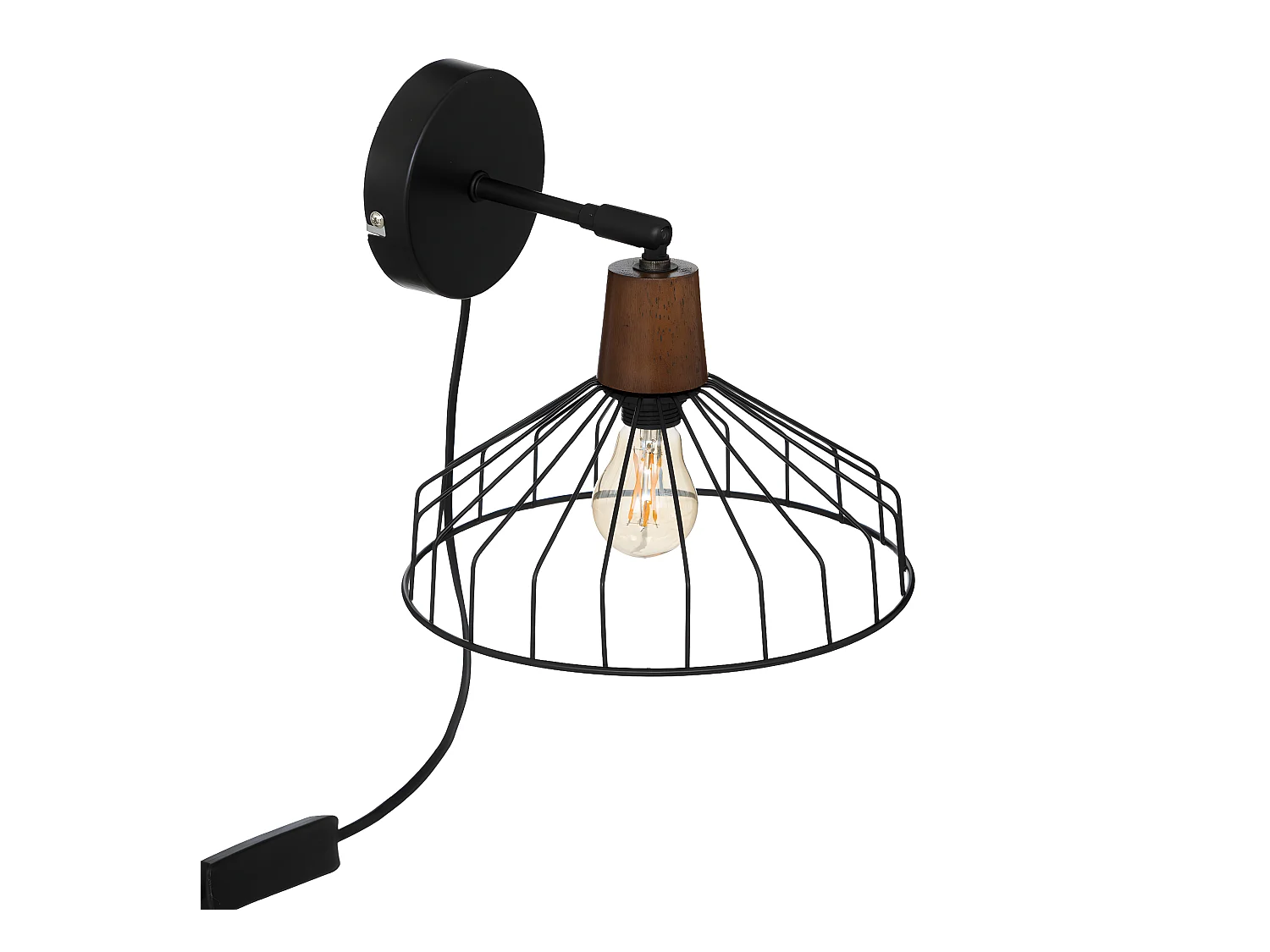 Applique murale en Bois et métal Noir D 23 cm