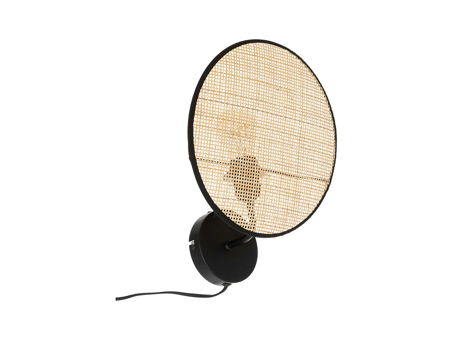 Applique murale en Rotin et métal Noir D 27 cm