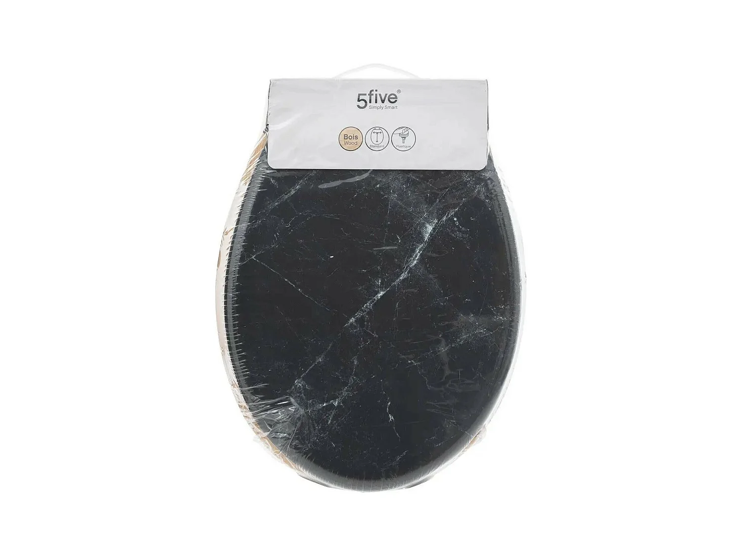 Abattant WC standard en Bois Noir effet marbre