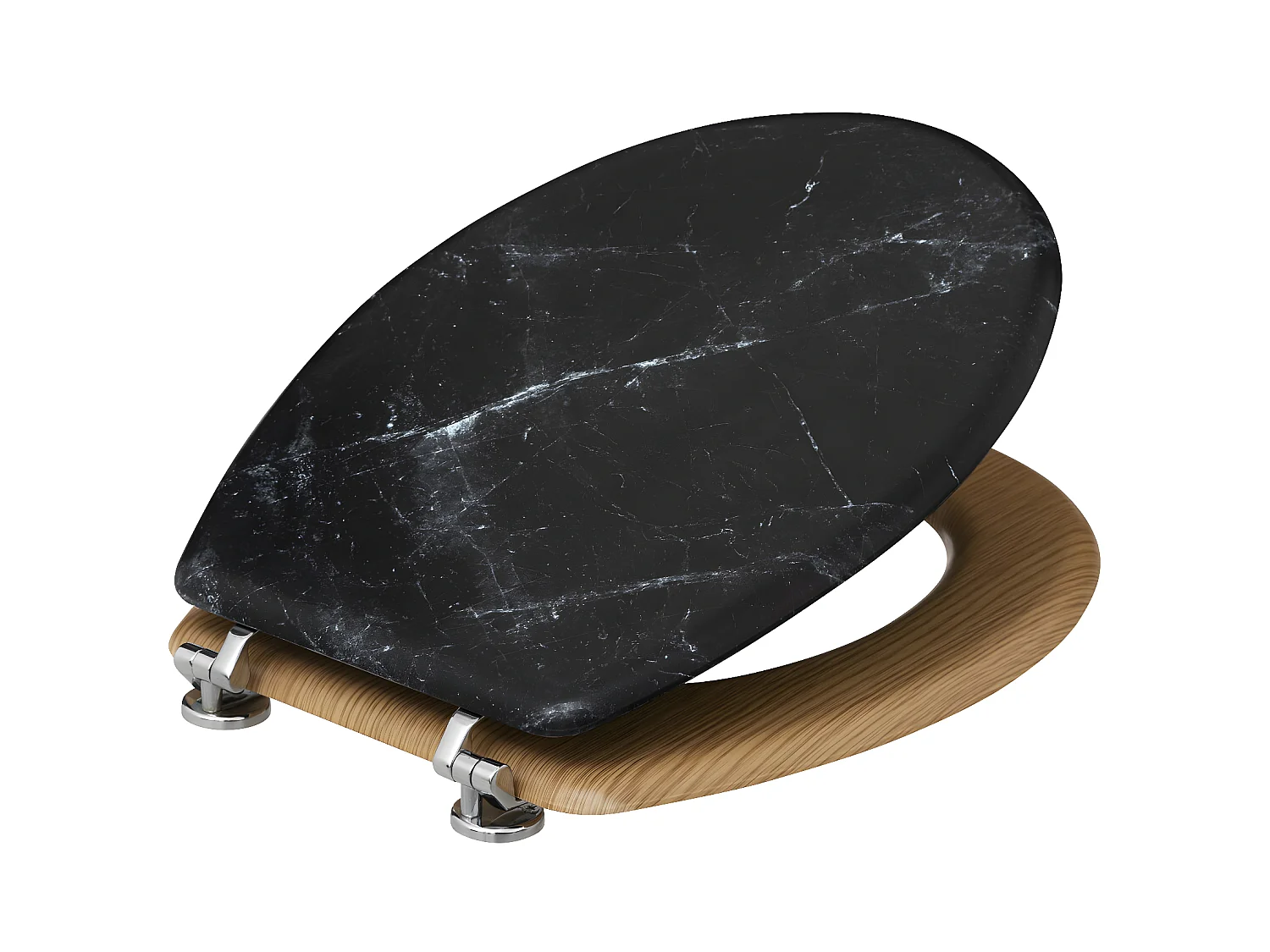 Abattant WC standard en Bois Noir effet marbre