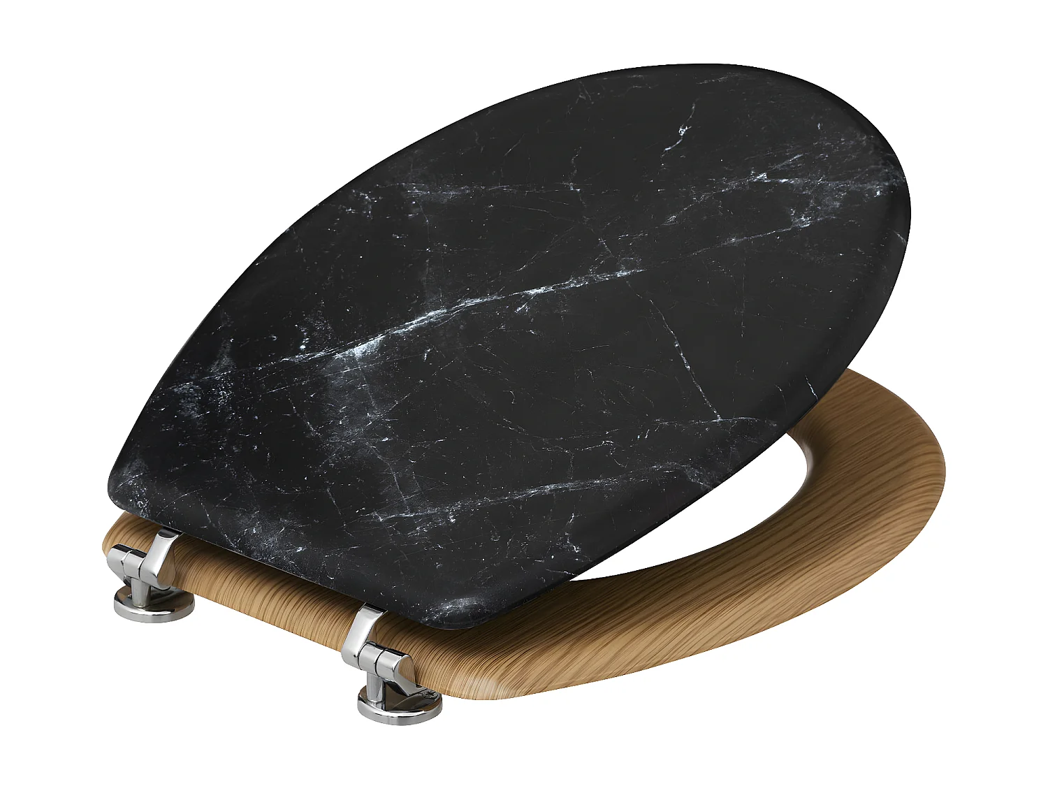 Abattant WC standard en Bois Noir effet marbre