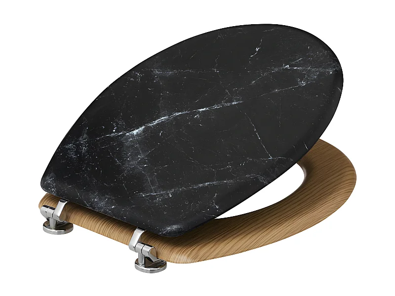 Abattant WC standard en Bois Noir effet marbre
