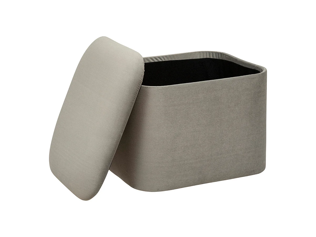 Lot de 2 Poufs Coffres de rangement en Velours Gris Clair et Gris Foncé