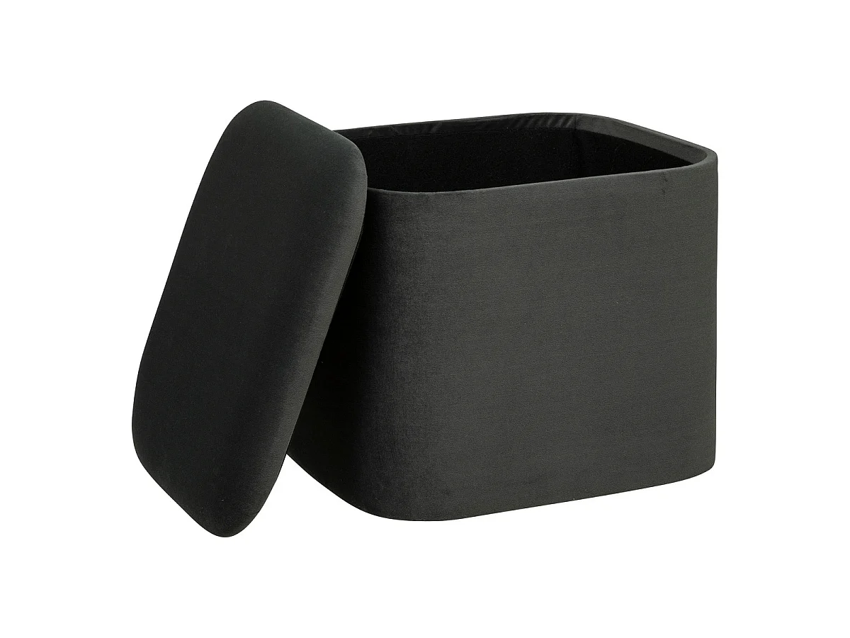 Lot de 2 Poufs Coffres de rangement en Velours Gris Clair et Gris Foncé