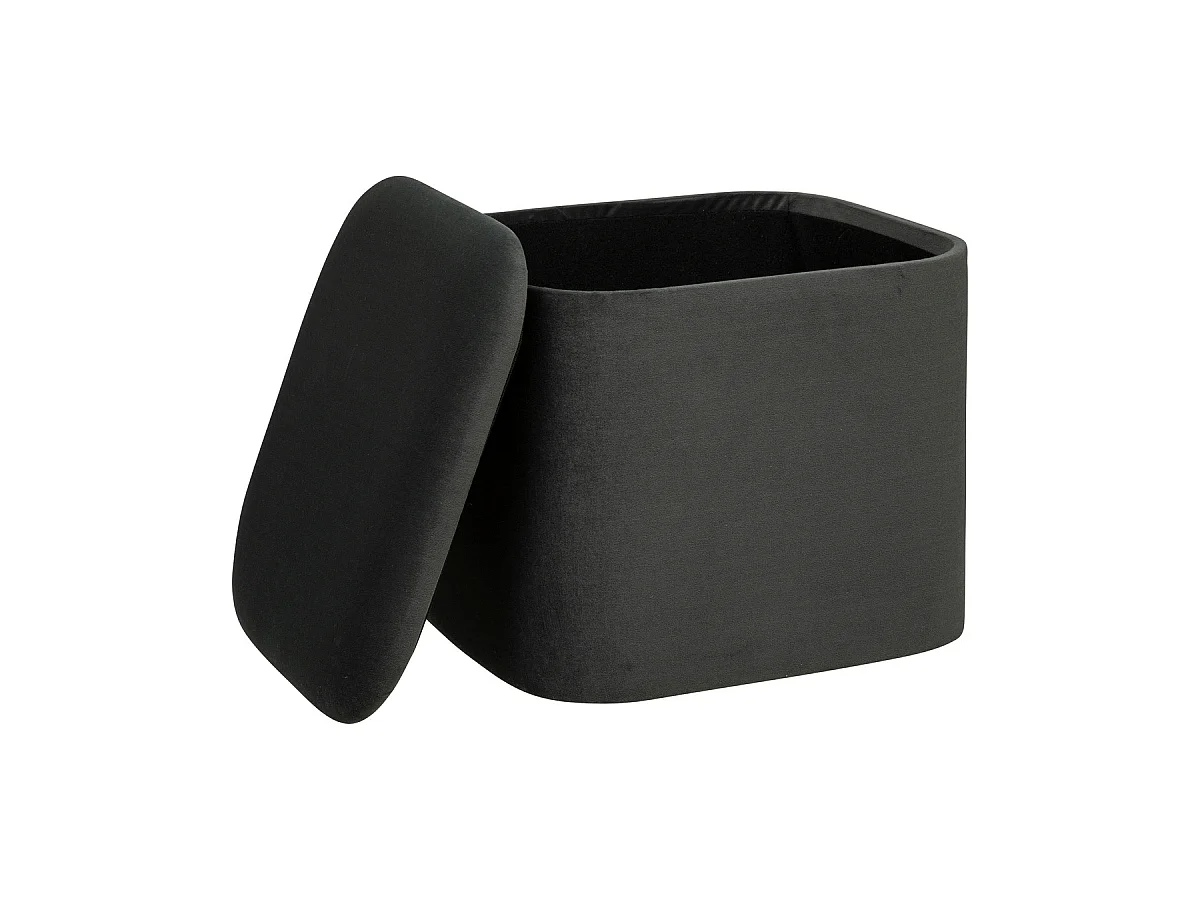 Lot de 2 Poufs Coffres de rangement en Velours Gris Clair et Gris Foncé