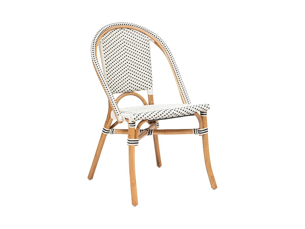Chaise en Rotin et assise bicolore Blanc & Noir H 84 cm